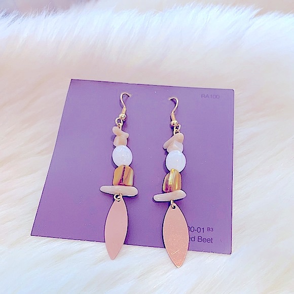 *Pretty Handmade Dangles w/Natural Healing Stones•Rose Gold•Charm•Hook Earring - Picture 8 of 16